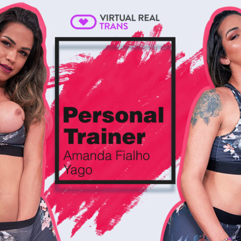 Transsexual Amanda Fialho sweat in VR Porn